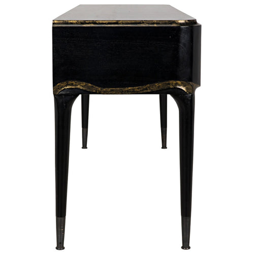 Noir Carlisle Console, Hand Rubbed Black With Gold