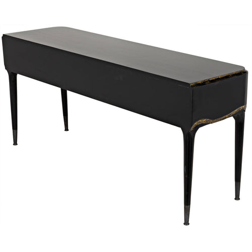 Noir Carlisle Console, Hand Rubbed Black With Gold