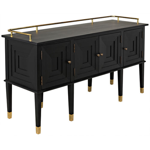 Noir Conveni Sideboard With Brass Detail, Charcoal