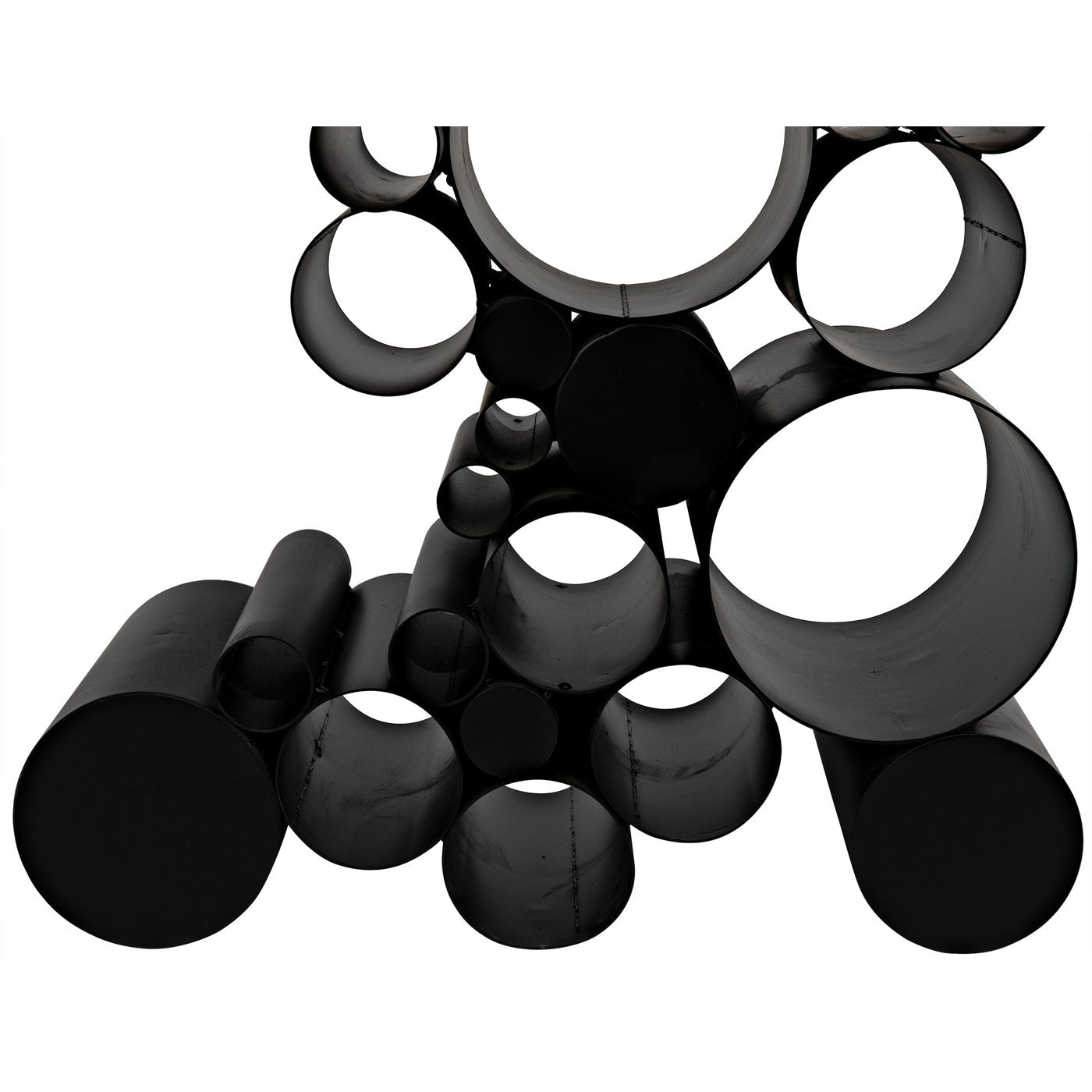 Noir Paradox Console, Black Steel With Glass Top