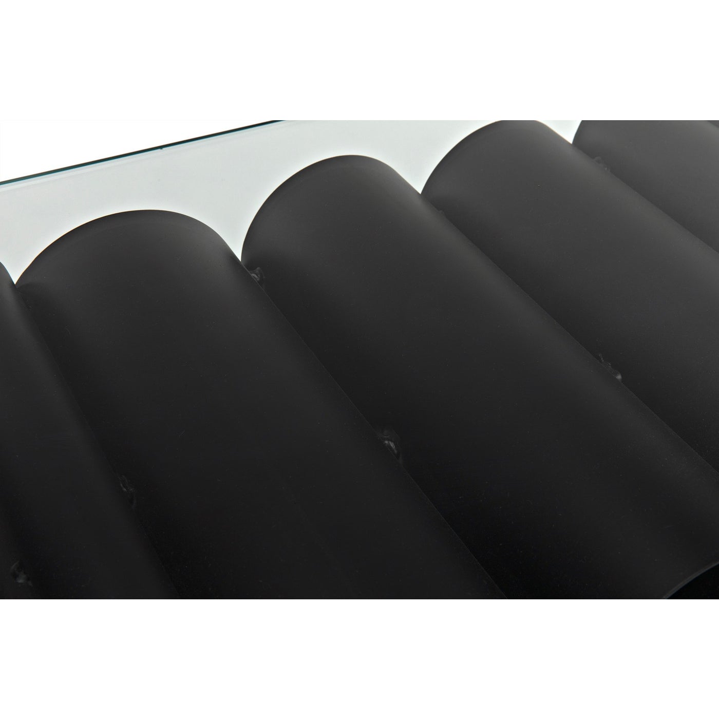 Noir Paradox Console, Black Steel With Glass Top