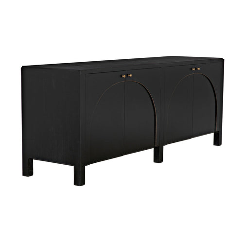 Noir Weston Sideboard, Hand Rubbed Black With Light Brown Trim