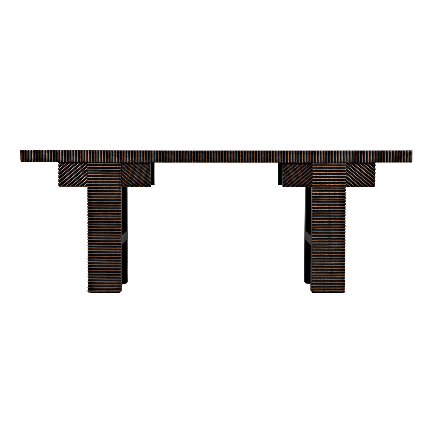 Noir Nabu Console, Hand Rubbed Black With Light Brown Trim