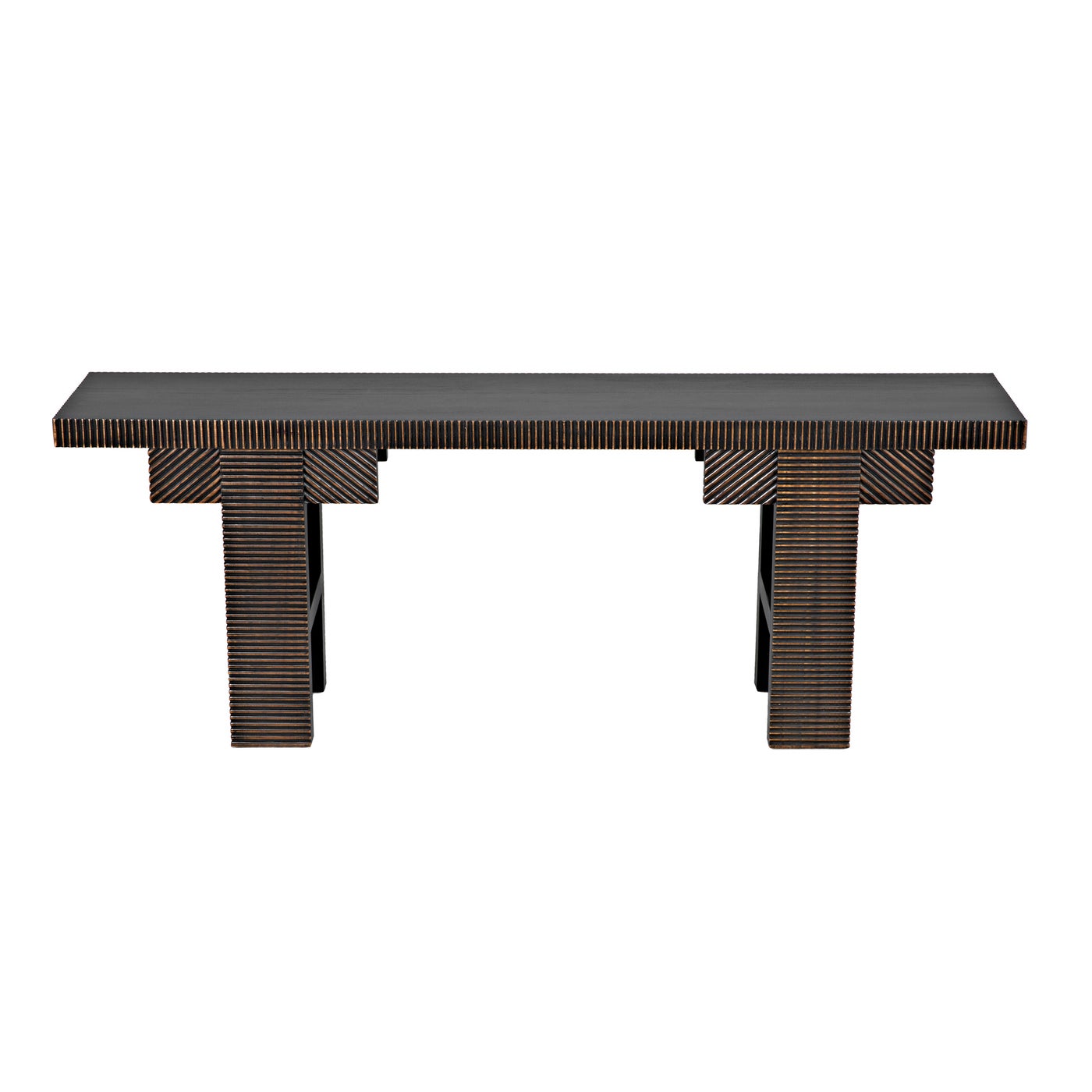 Noir Nabu Console, Hand Rubbed Black With Light Brown Trim