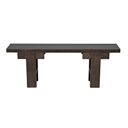 Noir Nabu Console, Hand Rubbed Black With Light Brown Trim