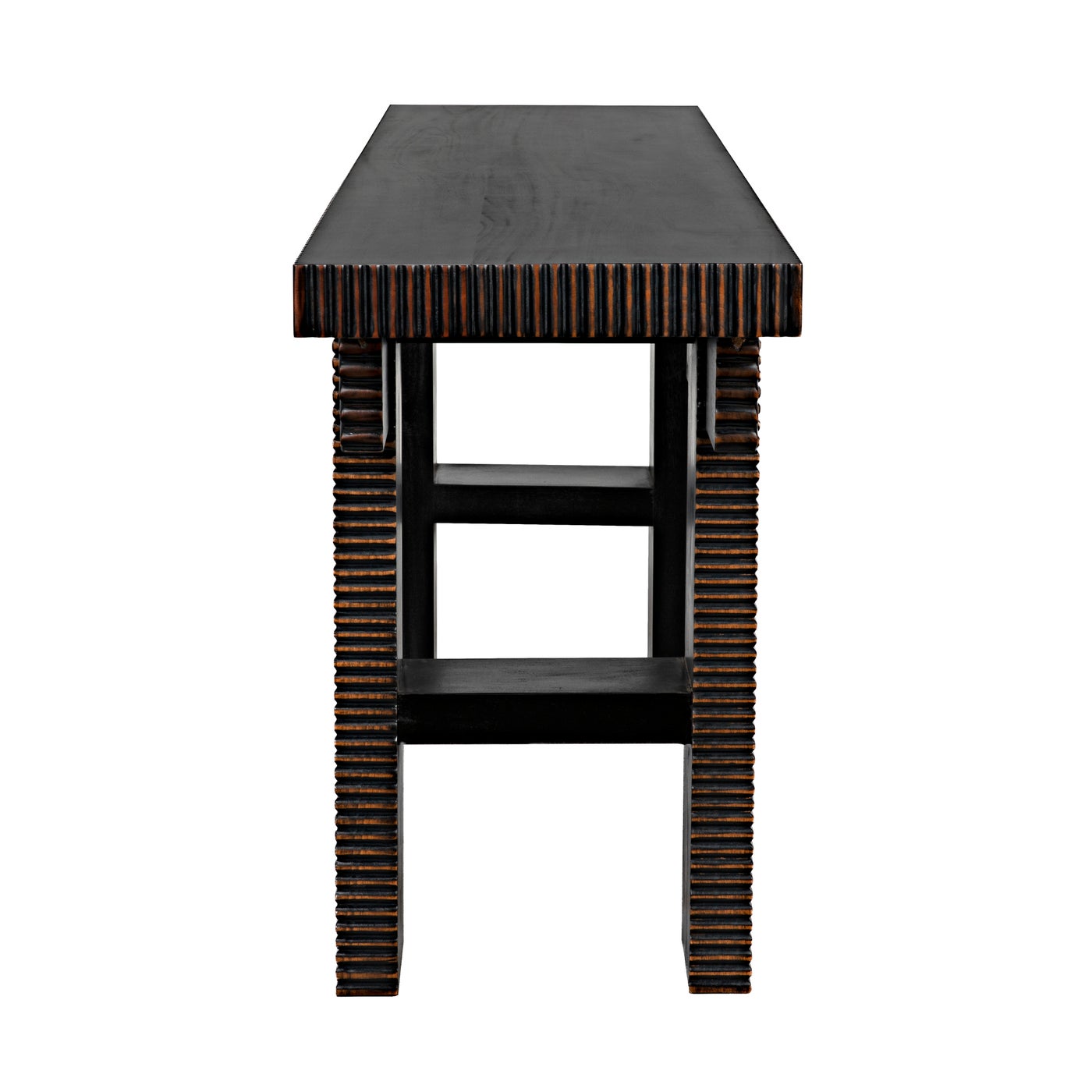 Noir Nabu Console, Hand Rubbed Black With Light Brown Trim