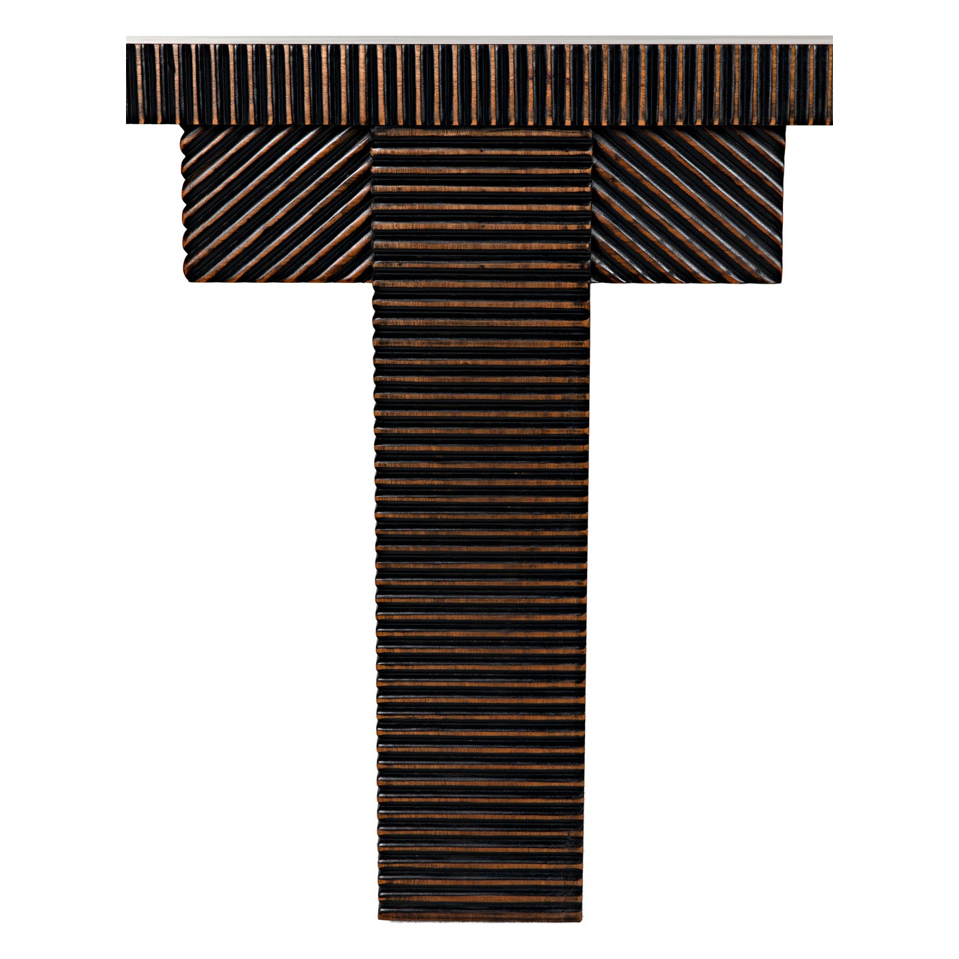 Noir Nabu Console, Hand Rubbed Black With Light Brown Trim