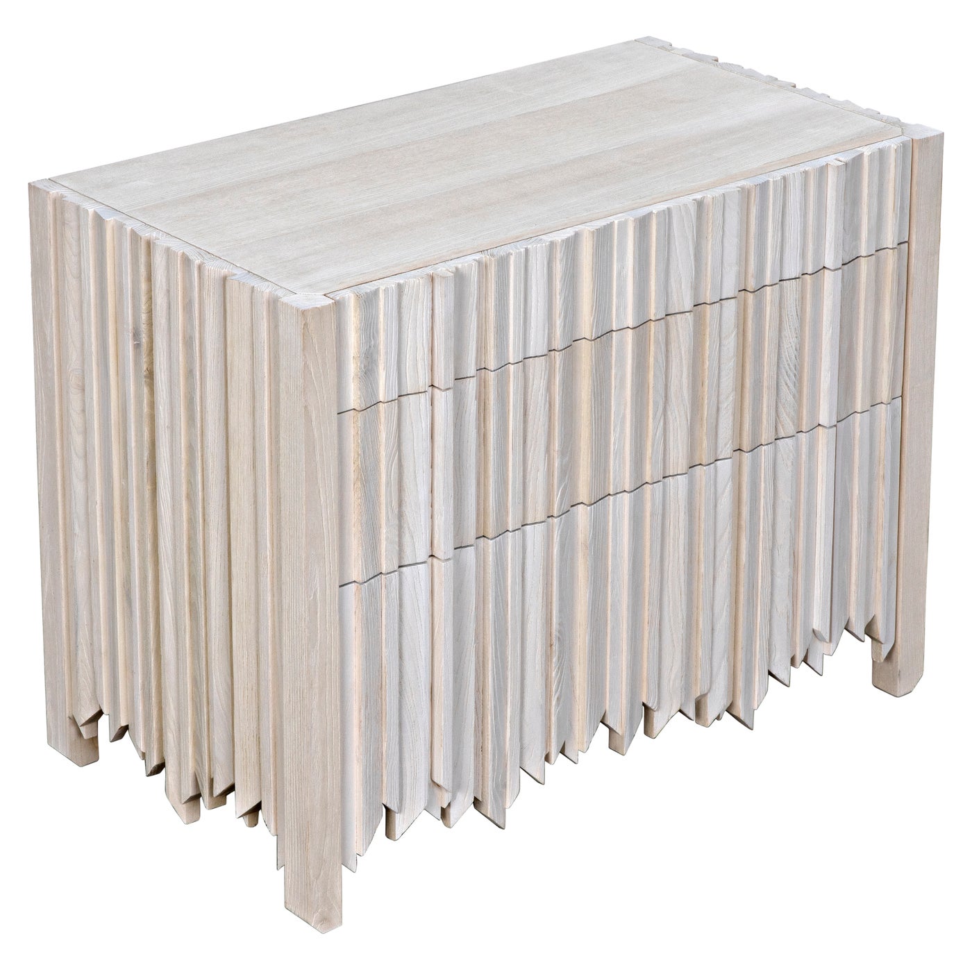Noir Desdemona 3 Drawer Chest, Bleached Elm