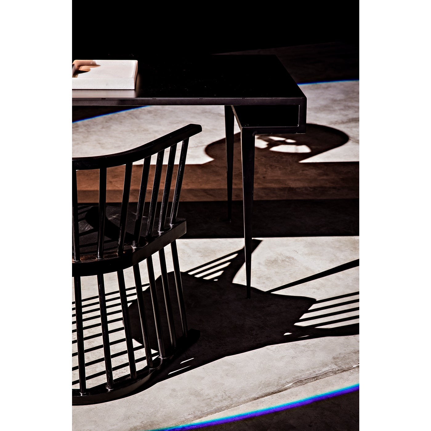 Noir Stiletto Desk, Black Steel