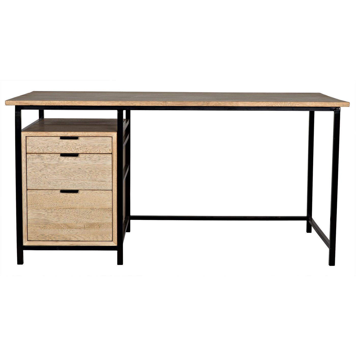 Noir Nabucco Desk, Bleached Walnut And Steel