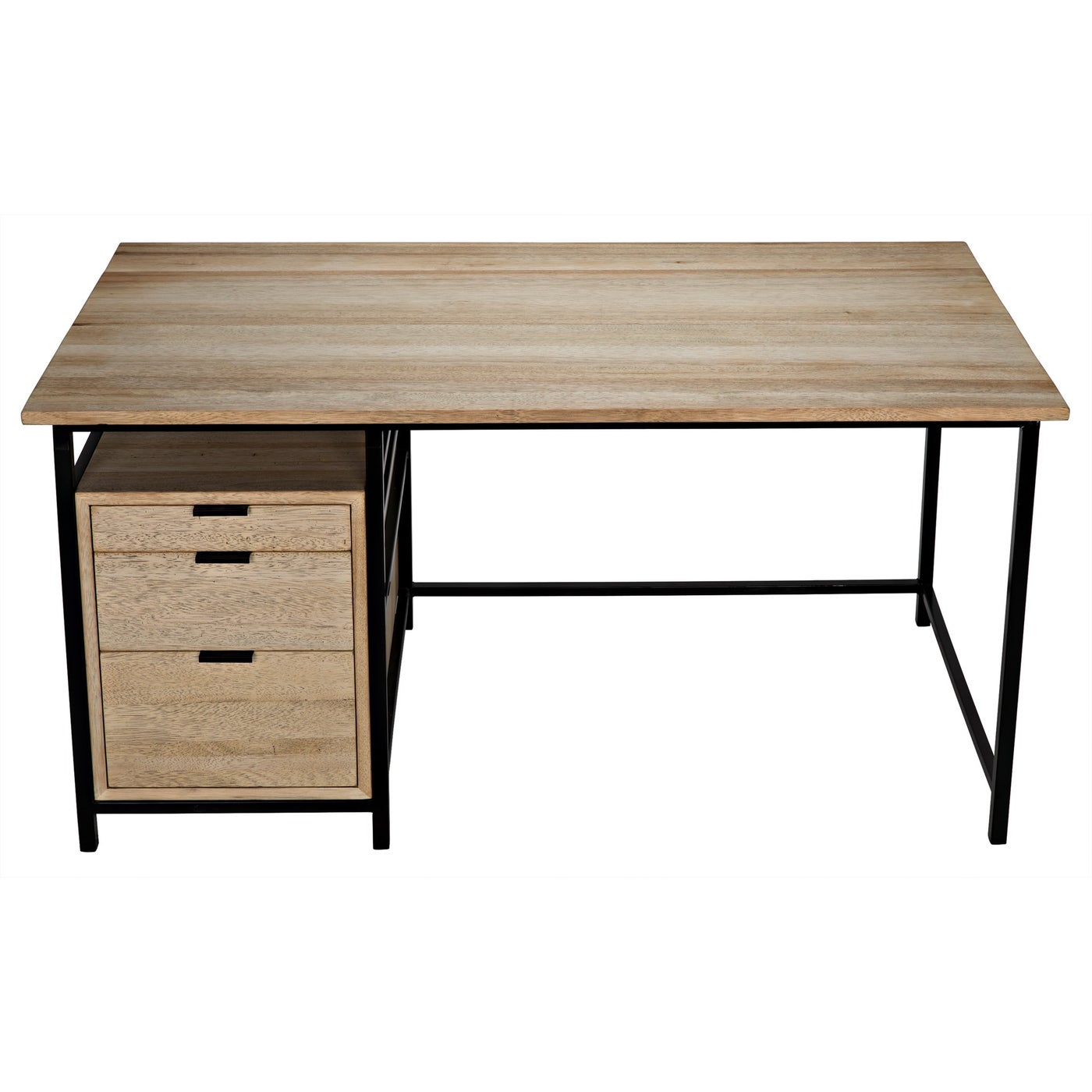 Noir Nabucco Desk, Bleached Walnut And Steel