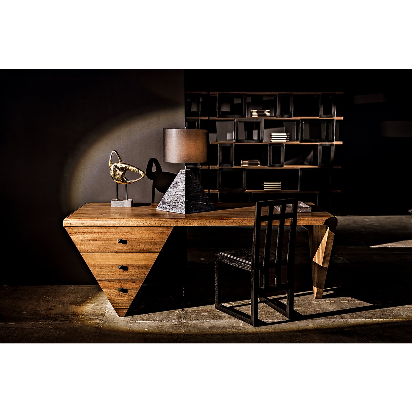 Noir Tetramo Desk, Dark Walnut