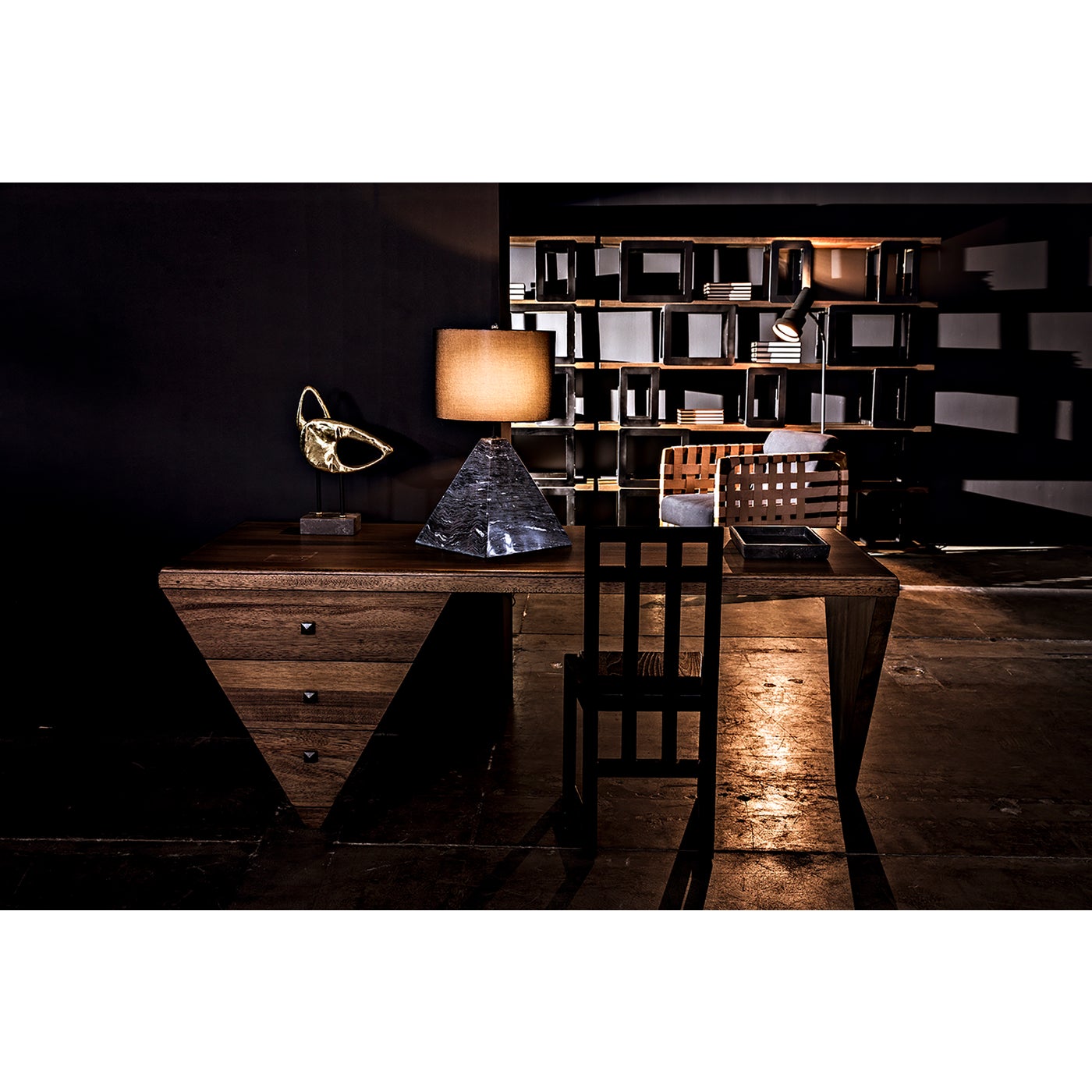 Noir Tetramo Desk, Dark Walnut