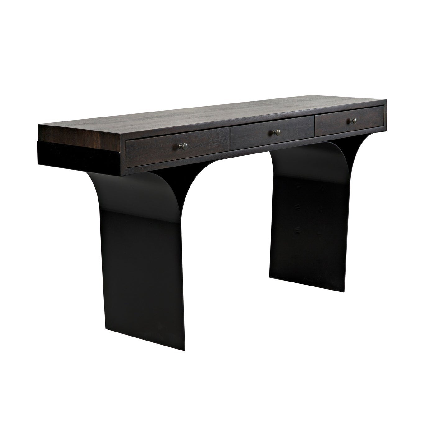 Noir Truss Desk, Ebony Walnut With Steel Legs