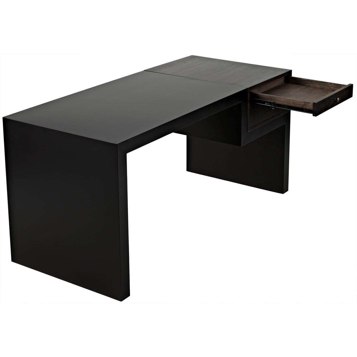 Noir Alvaro Desk, Black Steel With Ebony Walnut