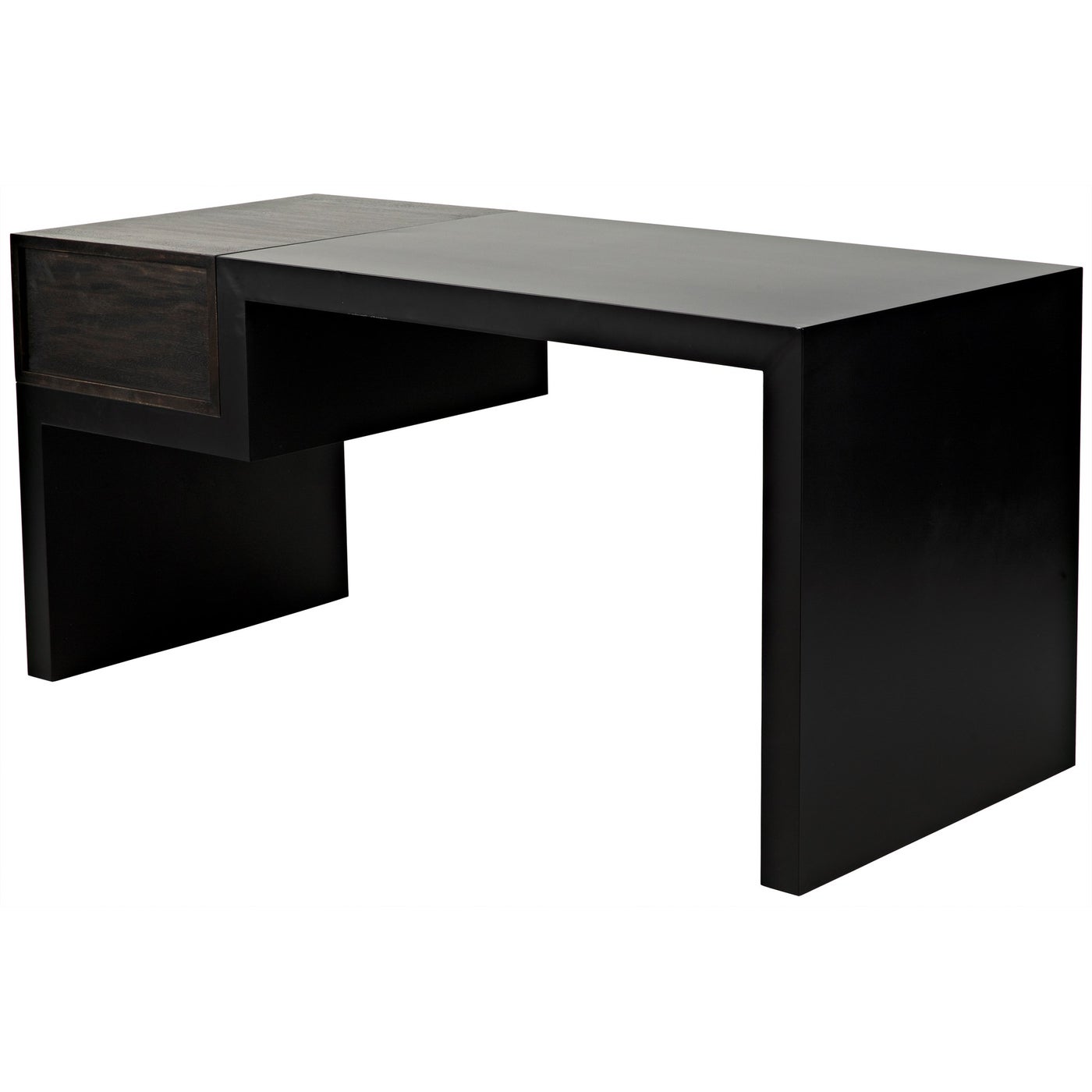 Noir Alvaro Desk, Black Steel With Ebony Walnut