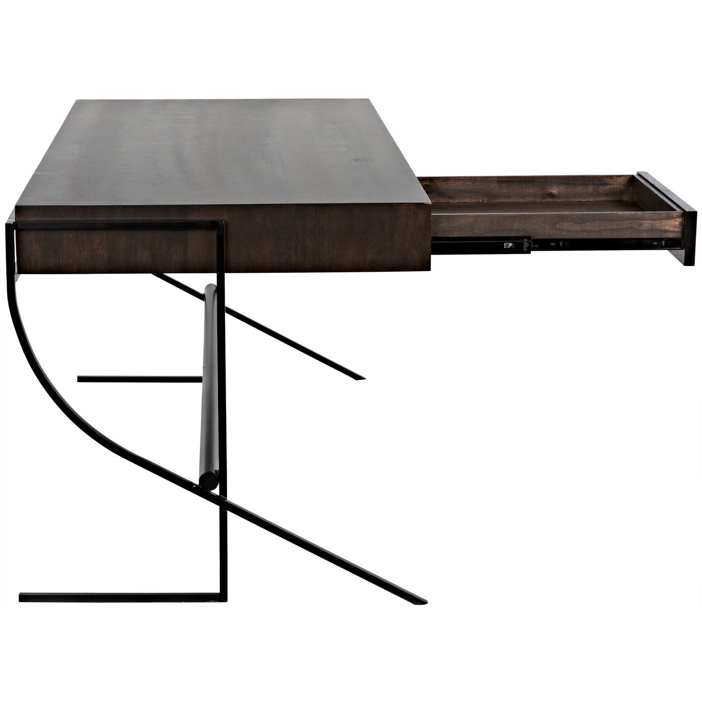 Noir Frank Desk, Ebony Walnut With Steel