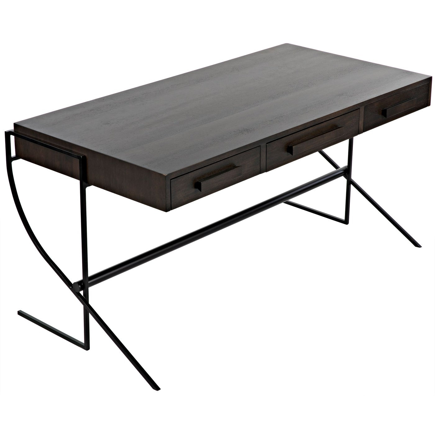 Noir Frank Desk, Ebony Walnut With Steel
