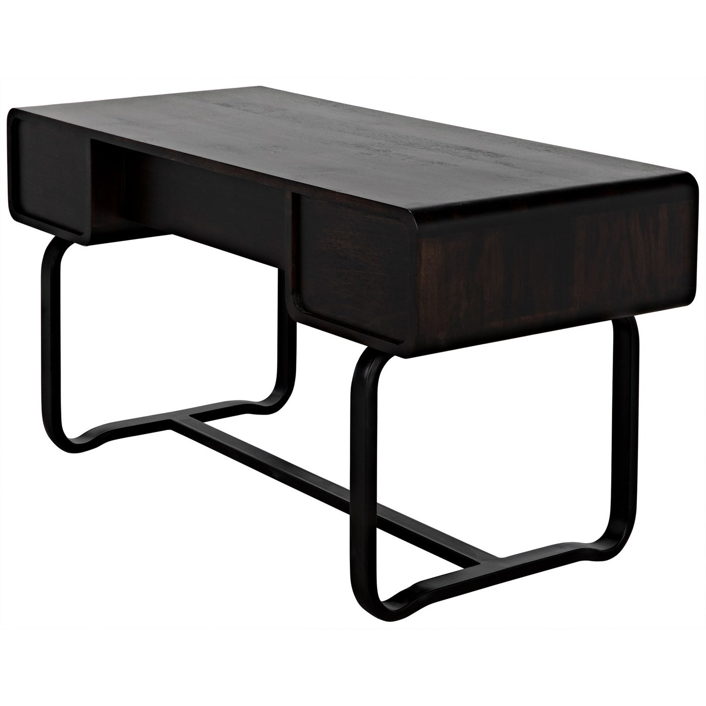 Noir Voltes Desk, Ebony Walnut With Black Steel