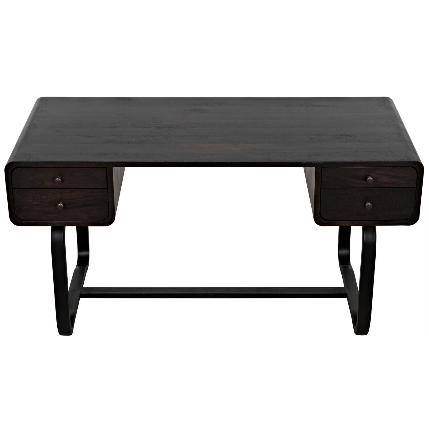Noir Voltes Desk, Ebony Walnut With Black Steel
