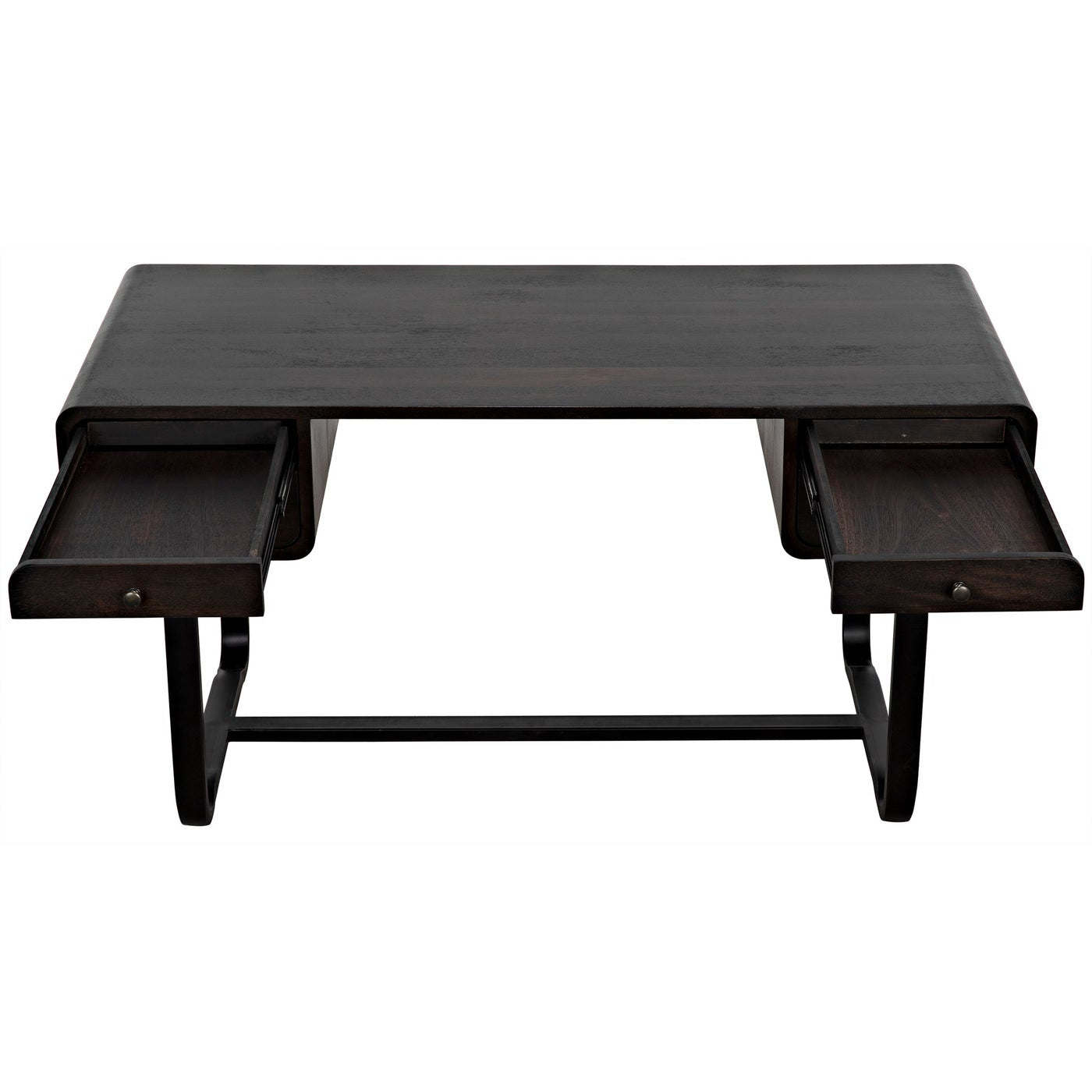 Noir Voltes Desk, Ebony Walnut With Black Steel