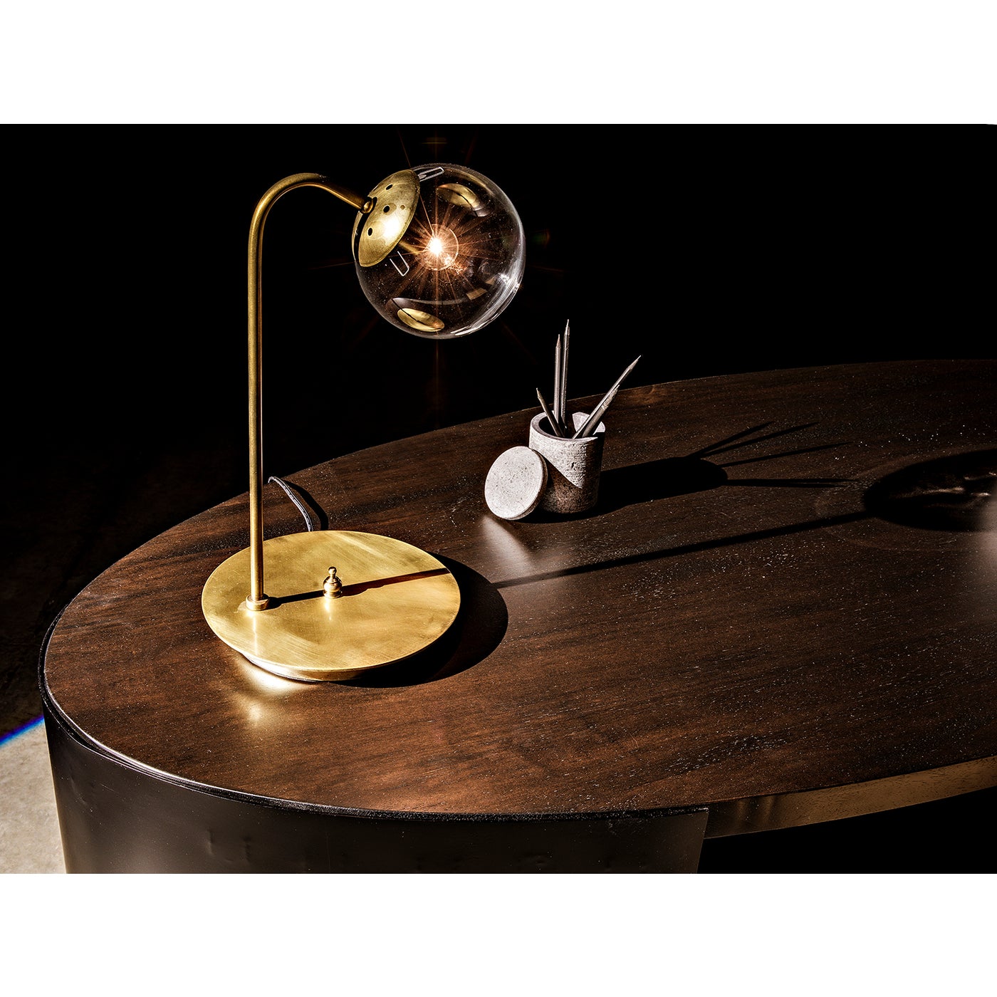 Noir Marigold Desk, Ebony Walnut With Black Steel