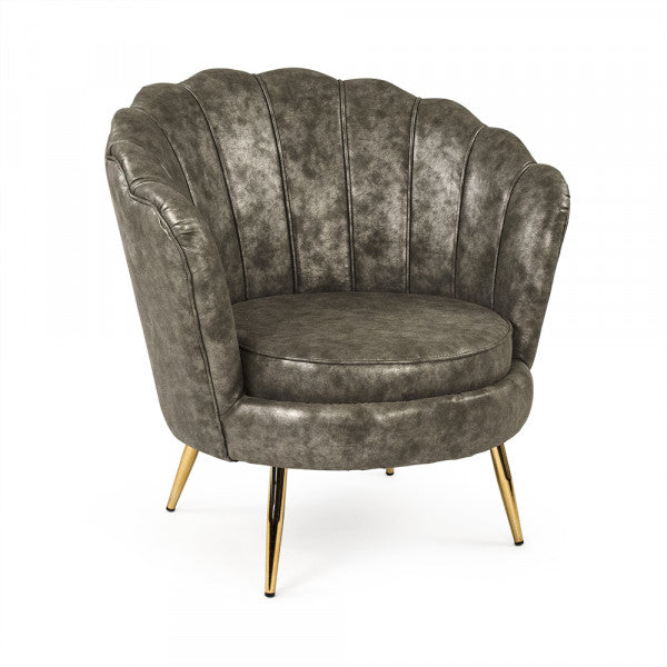 Zentique - Grey PU Tufted Tub Chair