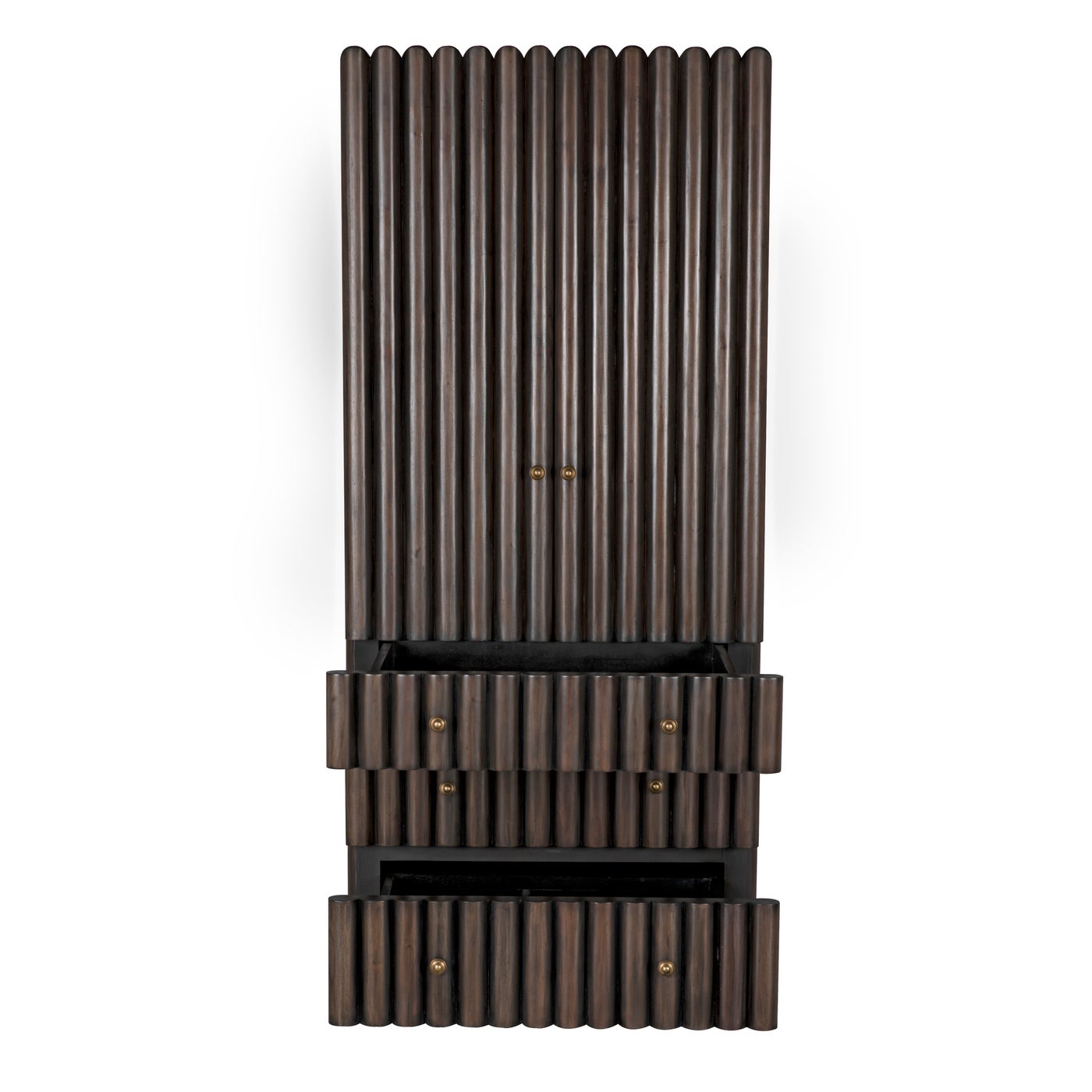 Noir Amunet Hutch, Pale Rubbed With Light Brown Trim