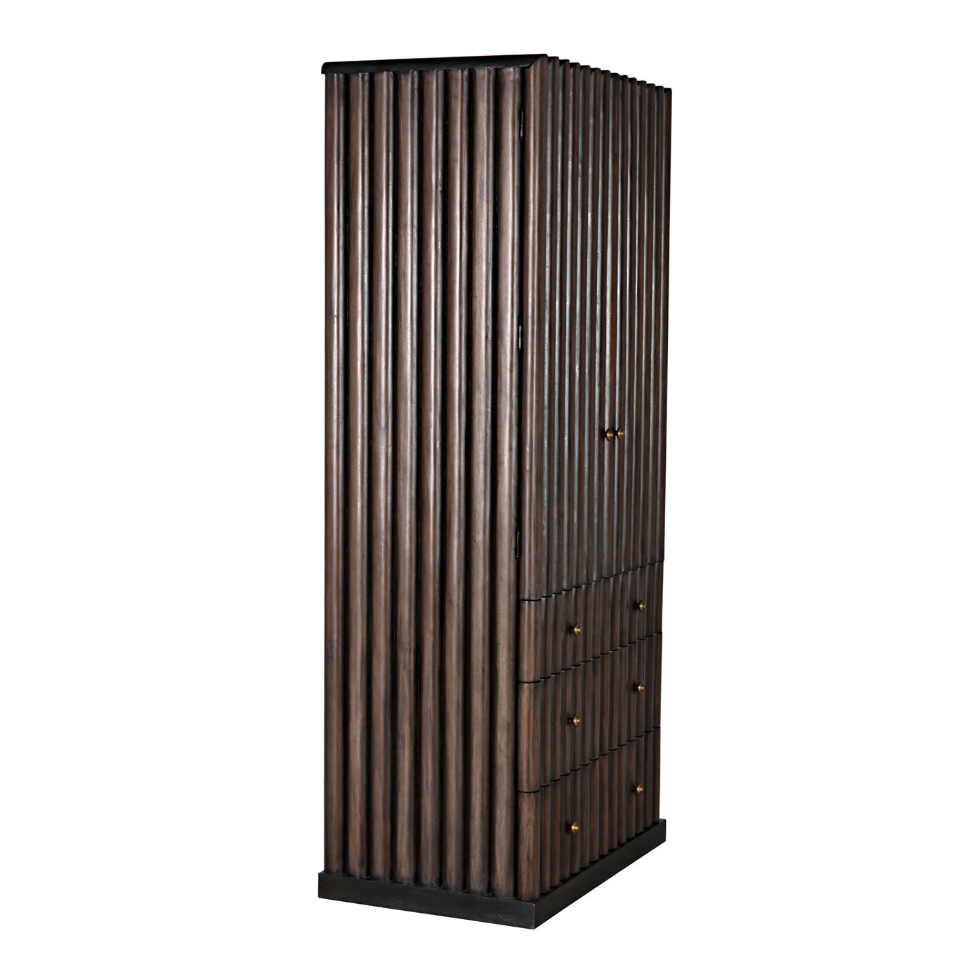 Noir Amunet Hutch, Pale Rubbed With Light Brown Trim