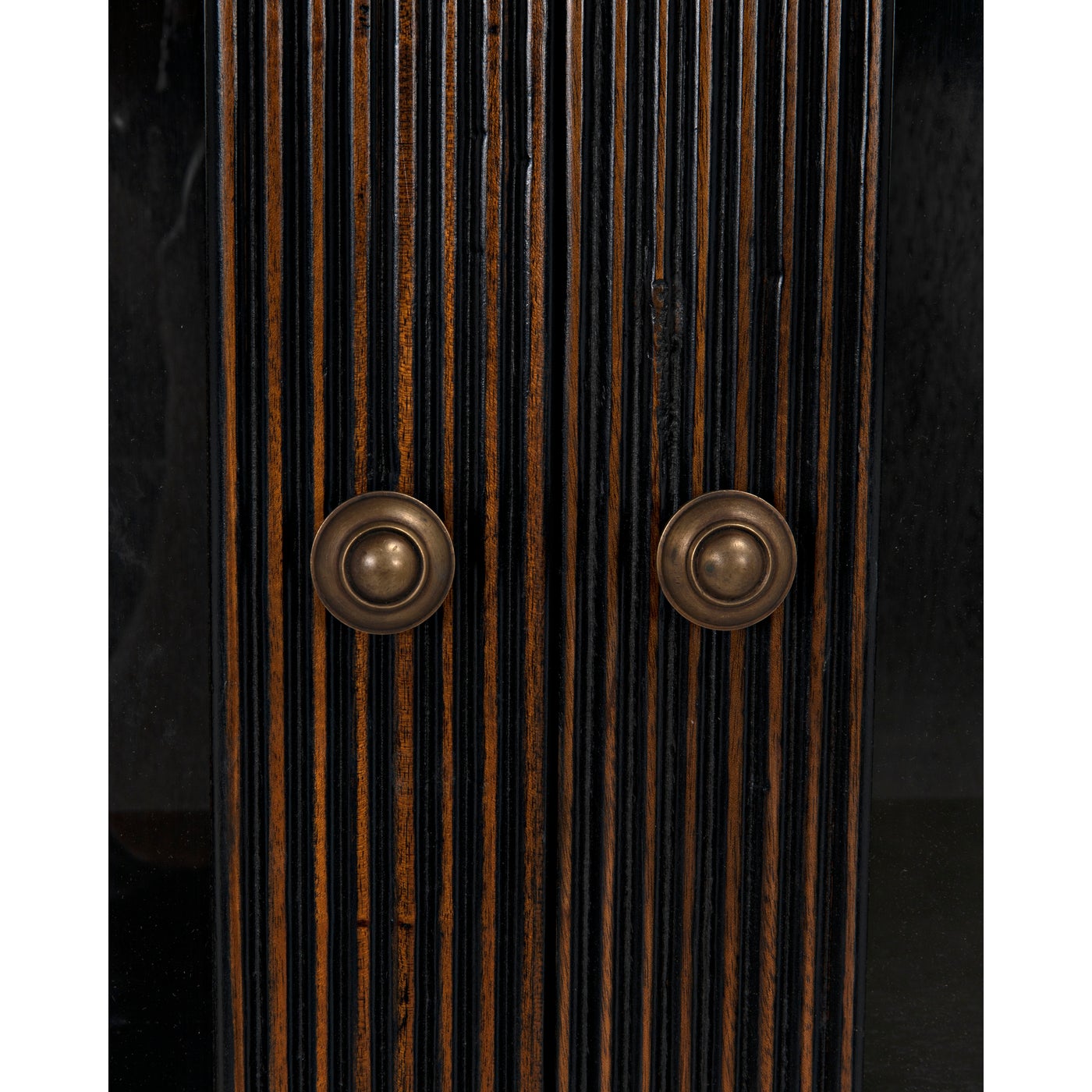 Noir Noho Hutch, Hand Rubbed Black With Light Brown Trim