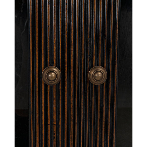 Noir Noho Hutch, Hand Rubbed Black With Light Brown Trim