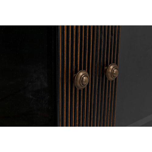 Noir Noho Hutch, Hand Rubbed Black With Light Brown Trim