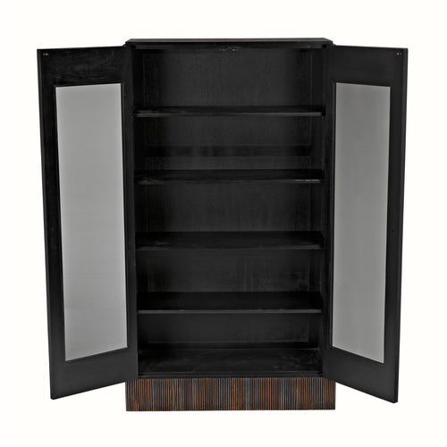 Noir Noho Hutch, Hand Rubbed Black With Light Brown Trim