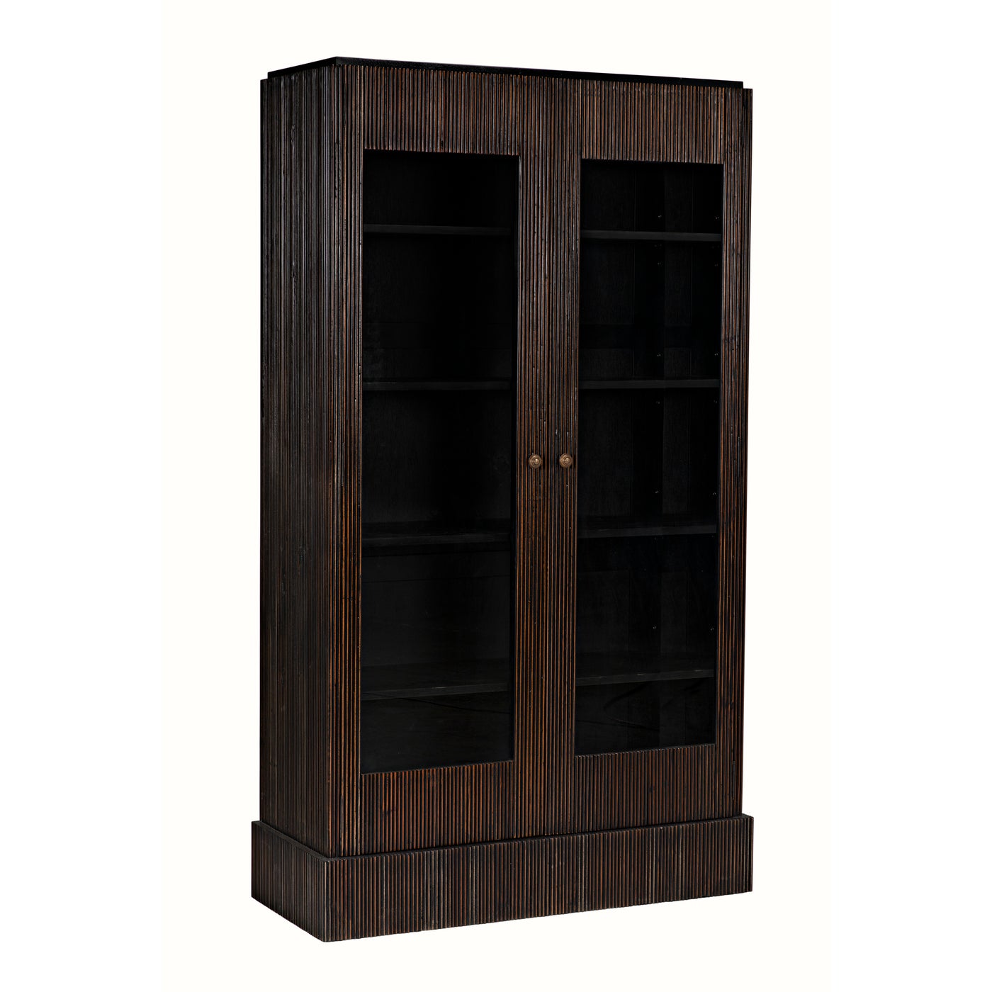 Noir Noho Hutch, Hand Rubbed Black With Light Brown Trim