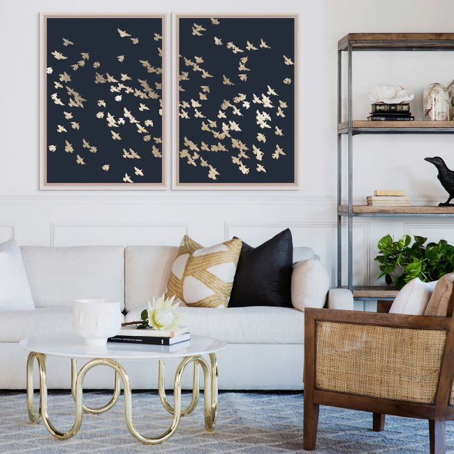 Natural Curiosities Golden Flock on Black 1, Wall Art