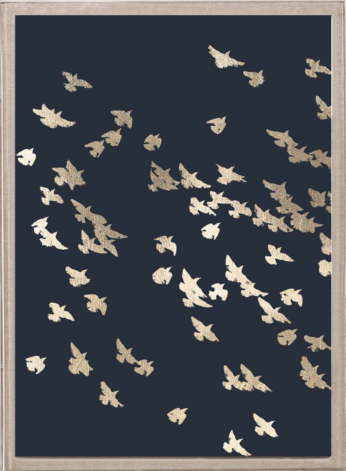 Natural Curiosities Golden Flock on Black 1, Wall Art - Ivy Home