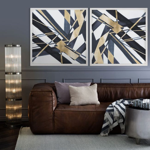 Natural Curiosities Gold and Navy Abstract Lines A