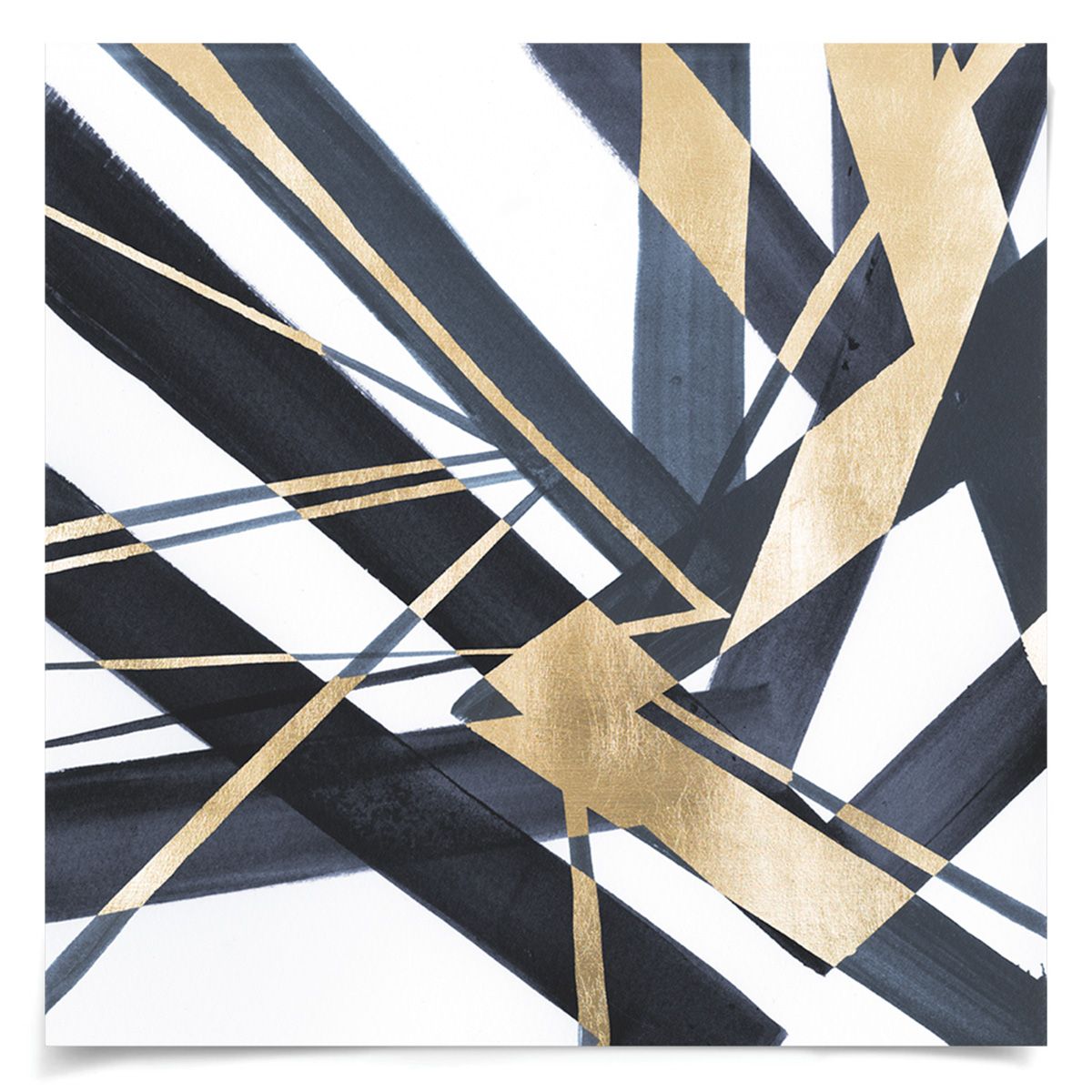 Natural Curiosities Gold and Navy Abstract Lines A