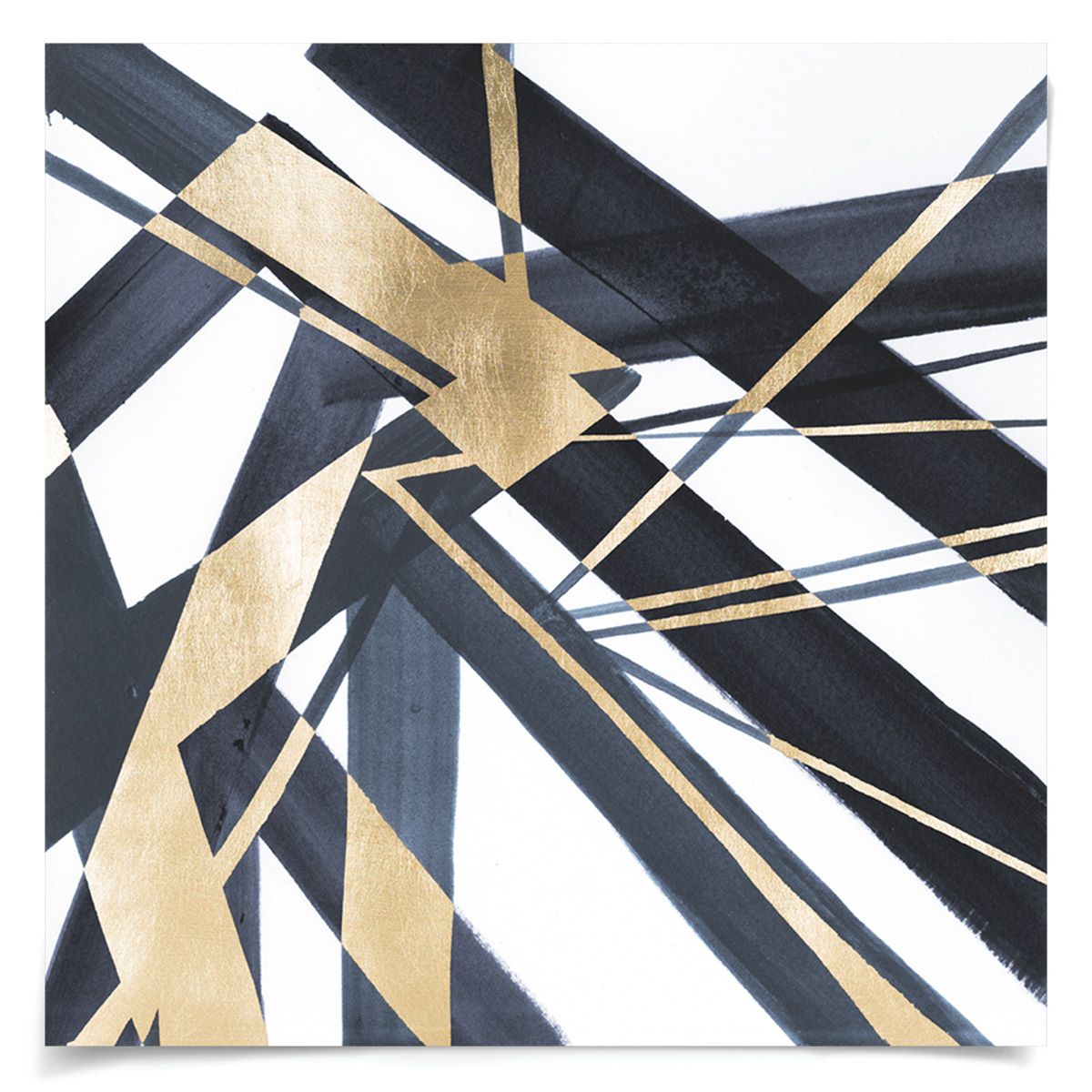 Natural Curiosities Gold and Navy Abstract Lines B