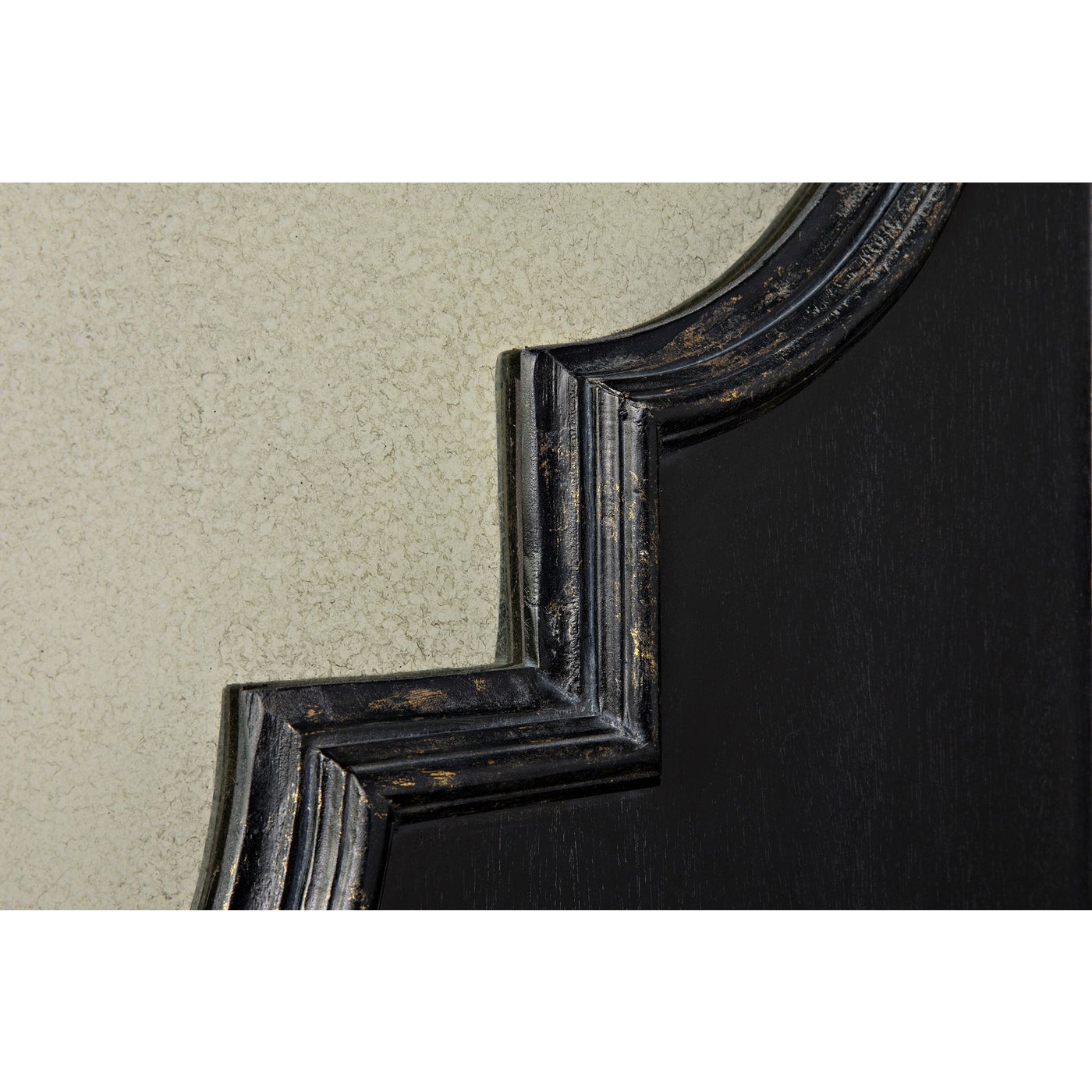 Noir Good Luck Mirror, Hand Rubbed Black With Gold Trim