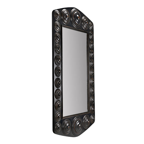 Noir Nanna Mirror, Hand Rubbed Black With Light Brown Trim