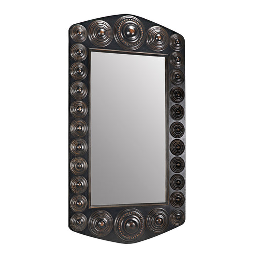 Noir Nanna Mirror, Hand Rubbed Black With Light Brown Trim