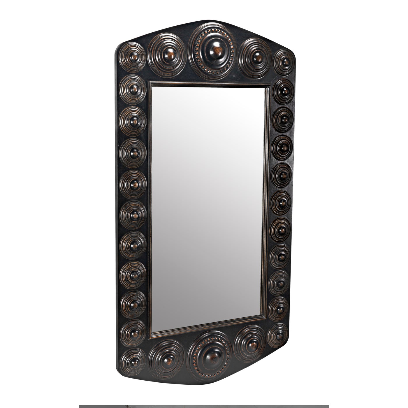 Noir Nanna Mirror, Hand Rubbed Black With Light Brown Trim
