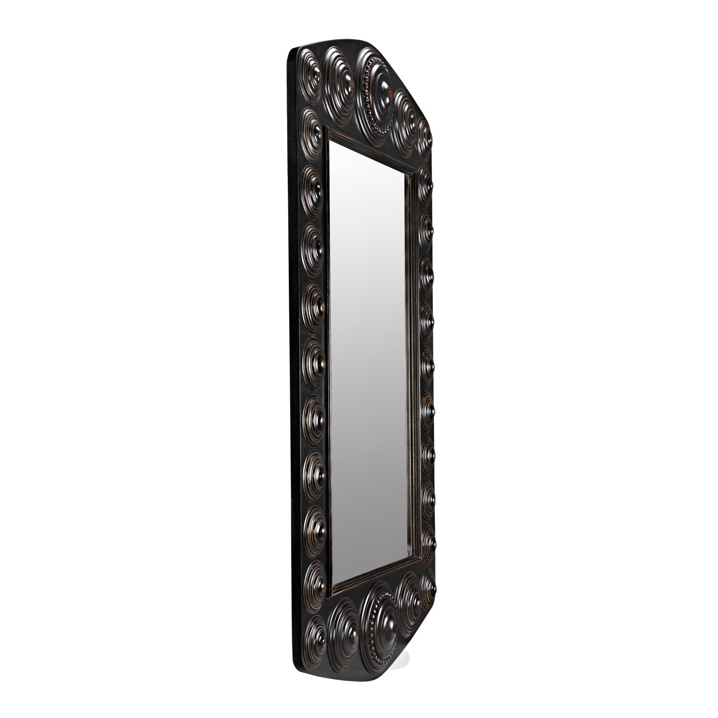 Noir Nanna Mirror, Hand Rubbed Black With Light Brown Trim