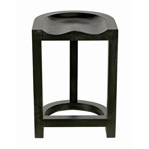 Noir Saddle Counter Stool, Hand Rubbed Black