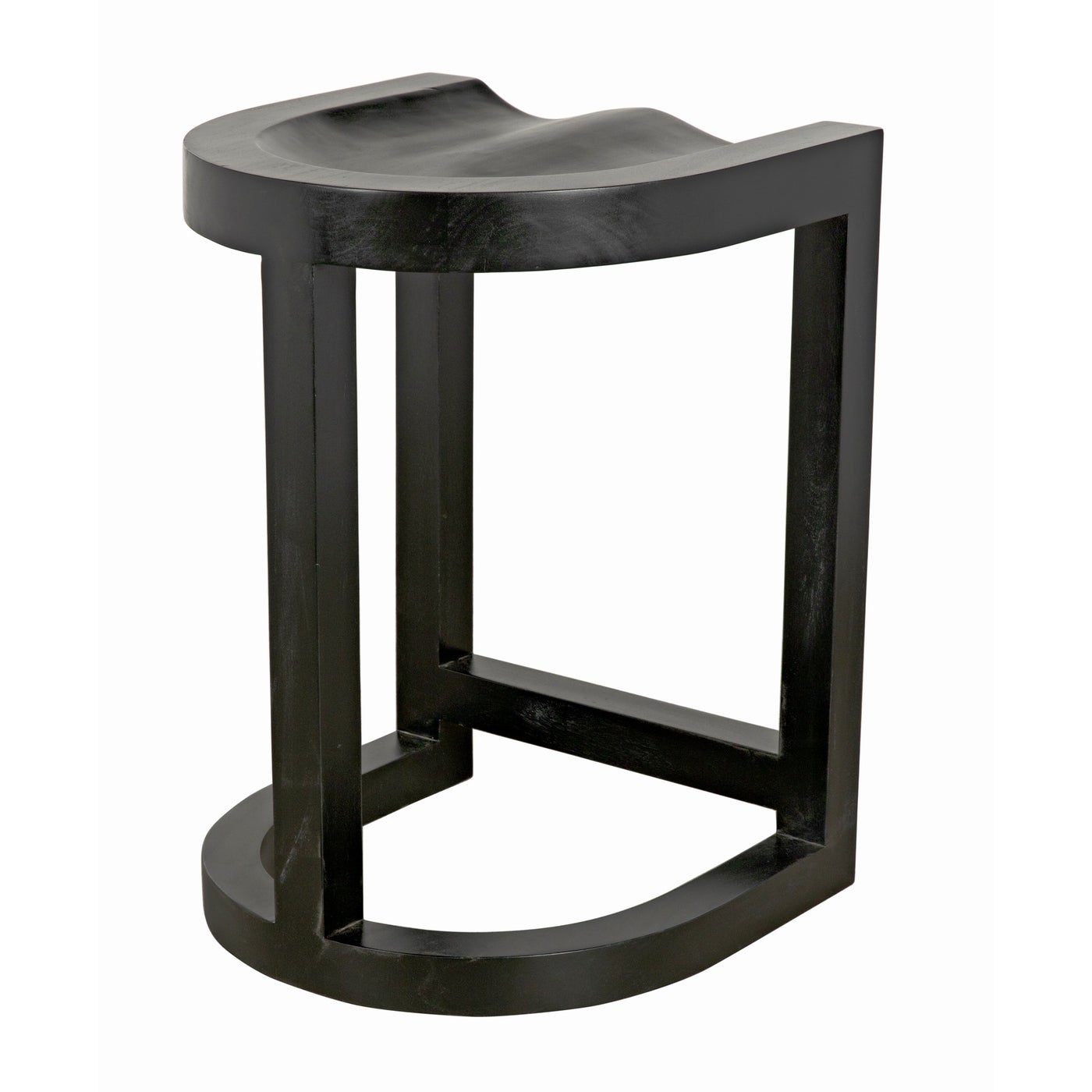 Noir Saddle Counter Stool, Hand Rubbed Black
