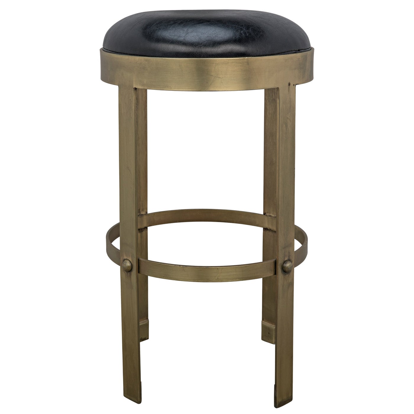 Noir Prince Counter Stool With Leather, Brass Finish
