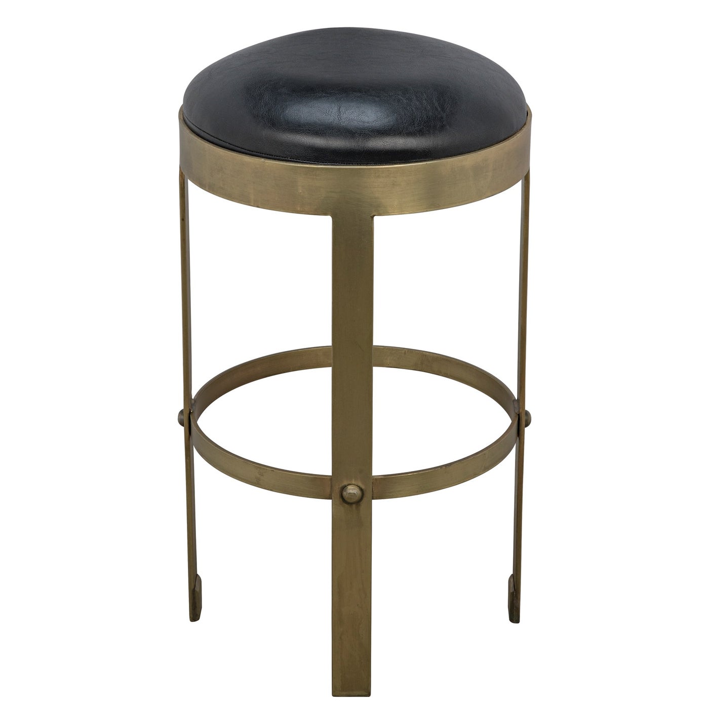 Noir Prince Counter Stool With Leather, Brass Finish