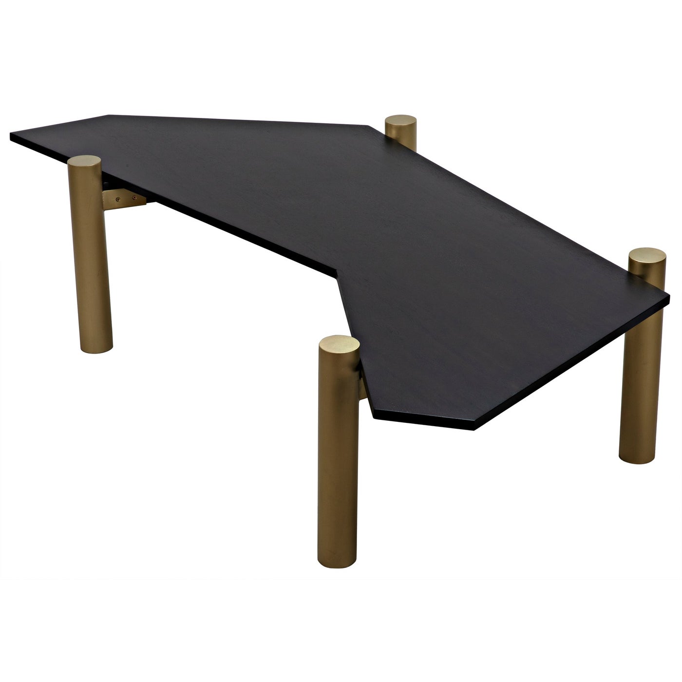 Noir Tabu Coffee Table, Brass Finished Legs With Ebony Walnut Top