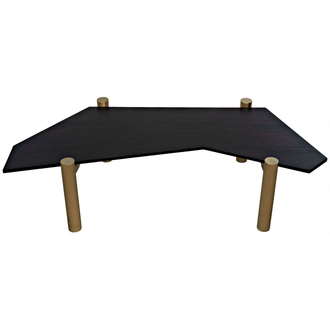 Noir Tabu Coffee Table, Brass Finished Legs With Ebony Walnut Top